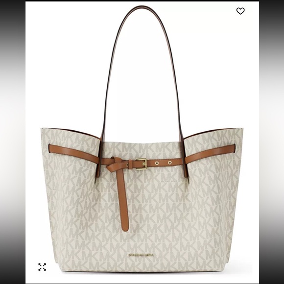 Michael Kors Handbags - Michael Kors Emilia Large Center Zip Pocket Tote Bag, Purse, Vanilla/acorn